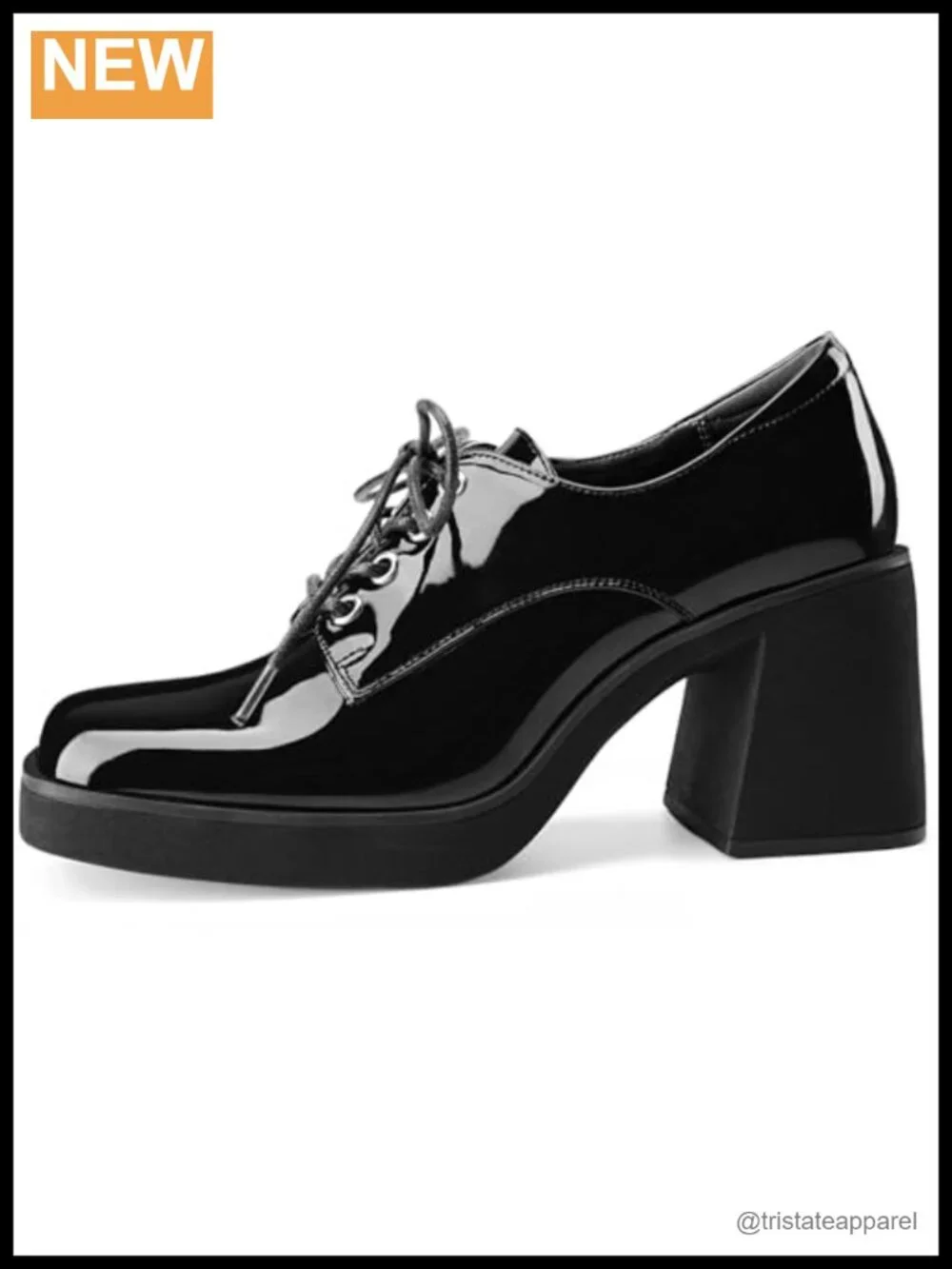 Women's Platform Dress Oxfords Square Toe Chunky Block Heel Lace-Up Shoes